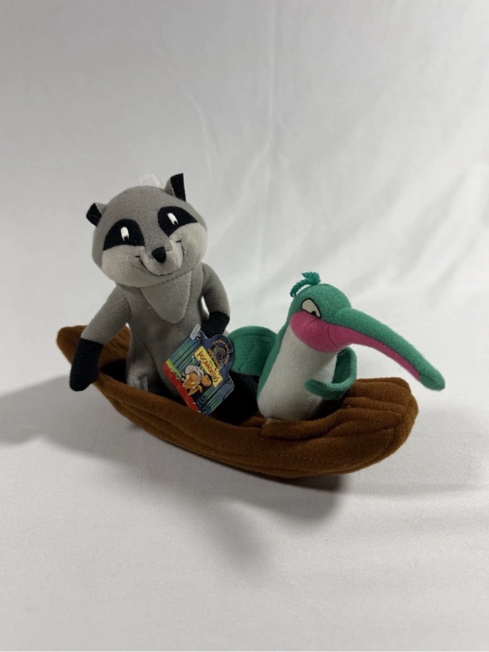 Vintage Disney’s Pocahontas Meeko And Flit Plush Canoe Toy - Brand New W/Tag